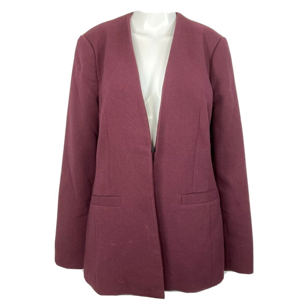 Mario Serrani Blazer Jacket‎ Womens Sz 8 Maroon Stretch Knit Lined Pockets